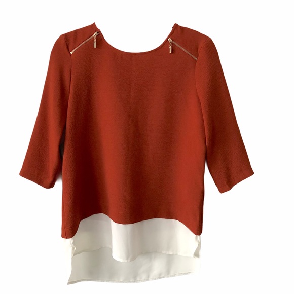 European Rust & Cream Layered Camisole Top Size 6 - Picture 1 of 7